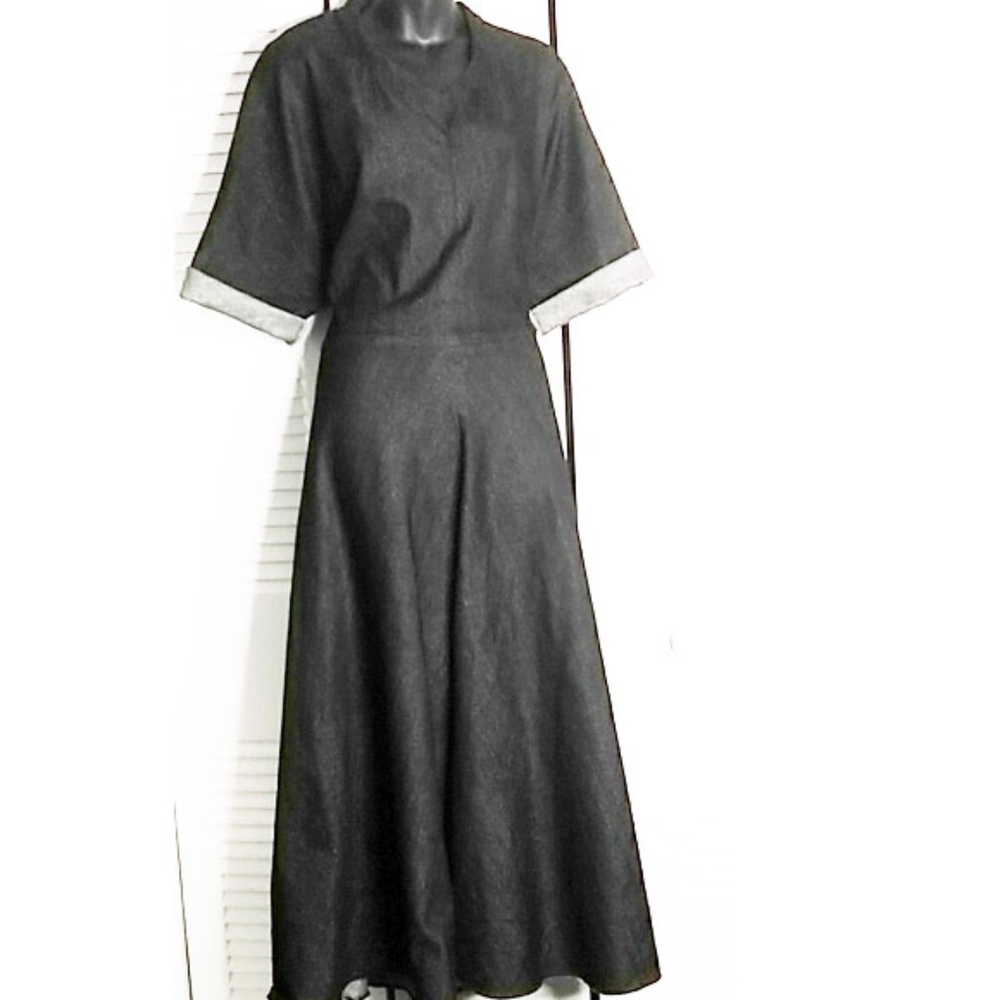 Black Stretch Denim Pullover Sparkle Circle Dress